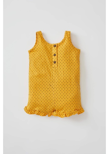 Kız Bebek Puantiyeli Kolsuz Kısa Tulum V5763A221Sm