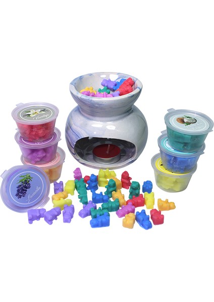 Rumi Candle Mavi Gummy Bear Jelibon Ayıcık Şeklinde Okyanus Esanslı Mum Buhurdanlık Kokusu 12 Adet