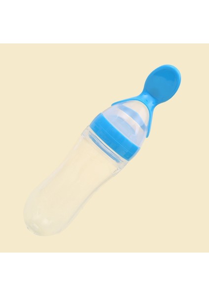 90 ml Güvenli Yenidoğan Bebek Besleme Şişesi Yürüyor Silikon Sıkma Süt Tahıl Şişesi Sert Kaşık (Yeşil)(Yurt Dışından)