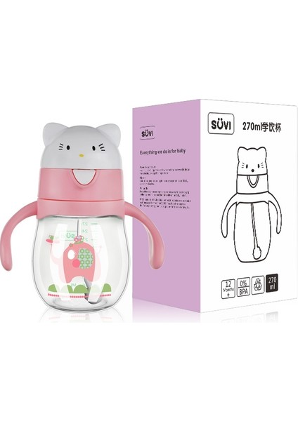 Bebek Yürüyor Drink Kupası Çocuk Plastik Sızdırmaz Karikatür Saman Kupası Kolu Yerçekimi Topu Ile, Boyutu: 270 ml (Yeşil)