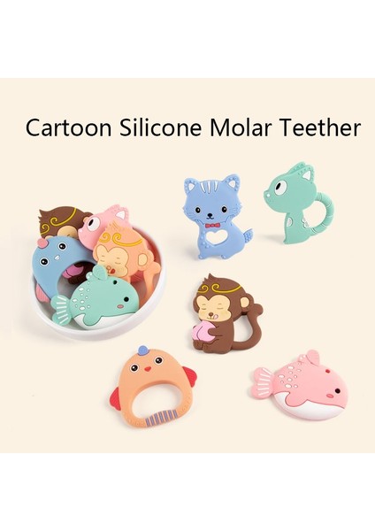 MJYJ019 2 Adet Silikon Bebek Diş Kaşıyıcı Çocuk Molar Sopa Oyuncak, Renk: Yavru-Pembe