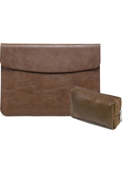 Yatay Litchi Doku Laptop Çantası MacBook Için Liner Çanta 13.3 Inç A1502 / 1425/14666/1369 (Liner Çanta + Power Bag Brown)
