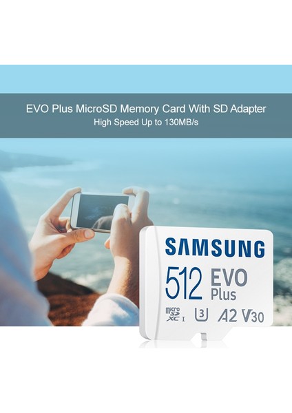 Orijinal Samsung Evo Plus Mikro Sd Hafıza Kartı (2021), Kapasite: 512GB (Beyaz Mavi)(Yurt Dışından)