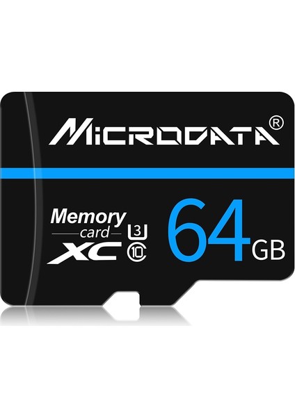 Mikrodata 64 GB U3 Mavi Çizgi ve Siyah Tf (Mikro Sd) Hafıza Kartı