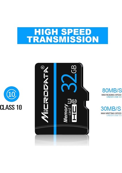 Mikrodata 64 GB U3 Mavi Çizgi ve Siyah Tf (Mikro Sd) Hafıza Kartı