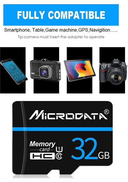 Mikrodata 64 GB U3 Mavi Çizgi ve Siyah Tf (Mikro Sd) Hafıza Kartı