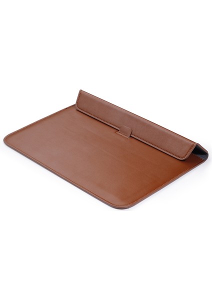 Pu Deri Ultra-Ince Zarf Çanta Laptop Çantası Macbook Hava / Pro 15 Inç, Stand Fonksiyonu (Brown) ile