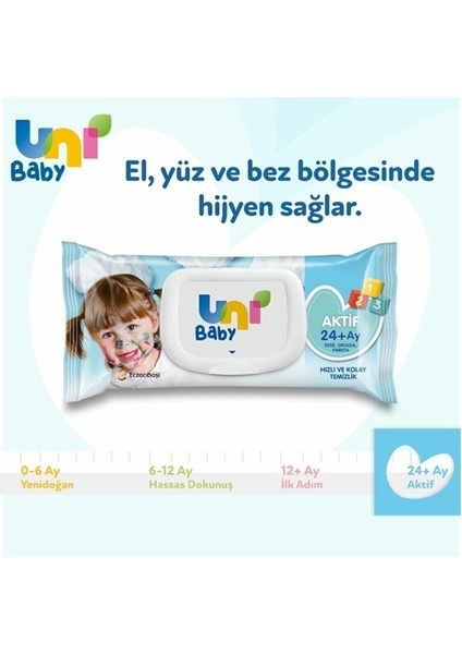 Uni Baby Aktif Islak Mendil 24'lü x 90 Adet 2160 Yaprak