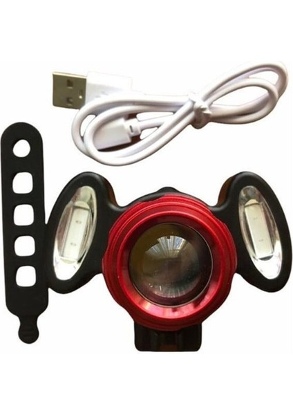 Çakarlı Bisiklet Lambası Şarzlı Ön Far Bisiklet Lambası USB Şarzlı Bisiklet Işığı