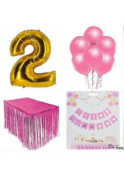 Doğum Günü Parti Seti 2 Rakam Pembe Konsept