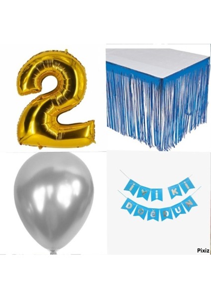 Doğum Günü Parti Seti 2 Rakam Mavi Konsept