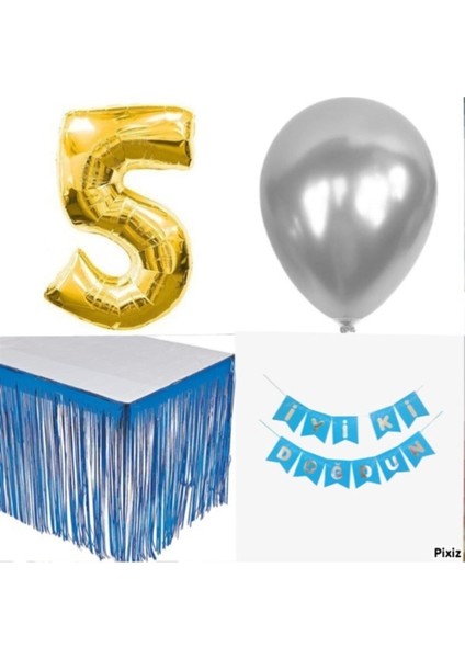 Doğum Günü Parti Seti 5 Rakam Mavi Konsept fiyatları