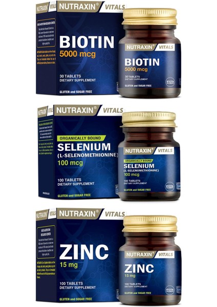 Zinc 15 Mg 100 Tablet+Biotin 5000 Mcg 30 Tablet+Selenium 100MCG 100 Tablet