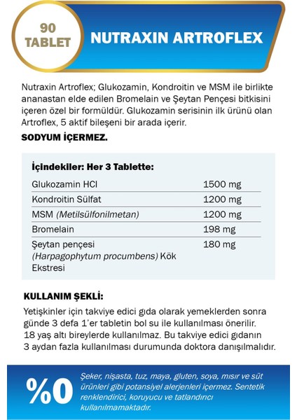 Artroflex Glucosamine Chondroitin Msm 90 Tablet 3’lü Paket