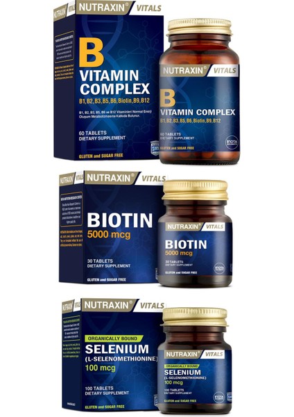 B Vitamin Complex 60 Tablet, Selenium 100 Mcg 100 Tablet, Biotin 5000 Mcg 30 Tablet