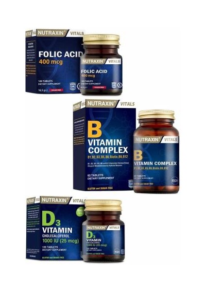 Folik Asit 400 Mcg, D3 1000IU, B Vitamin Complex Kombinasyonu