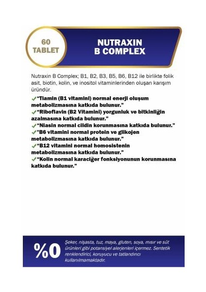 Folik Asit 400 Mcg, D3 1000IU, B Vitamin Complex Kombinasyonu