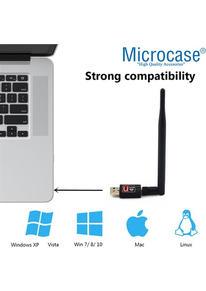 2.4ghz 1200 Mbps USB Wireless Adaptör Wifi Anten 15 cm - AL2751