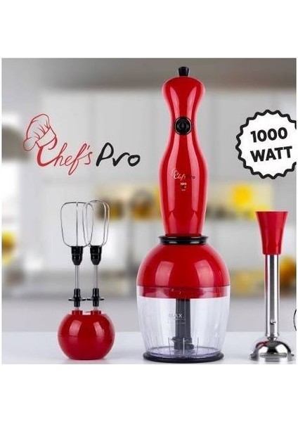 Pro 1000W Blender Seti Kırmızı Blender