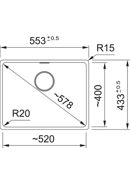 Mrg 210/110-52 Bianco Tezgah Altı/sıfır Maris Granit Eviye
