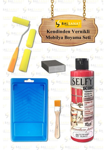 Kendinden Vernikli Mobilya Boyama Seti Rich Selfy Decor 240 cc Italyan Kırmızı