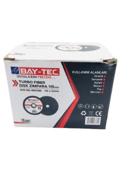 MK0195 Turbo Fiber Disk Zımpara 10 Adet 115 x 22MM