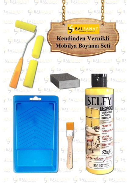 Kendinden Vernikli Mobilya Boyama Seti Rich Selfy Decor 240 cc Roma Sarısı