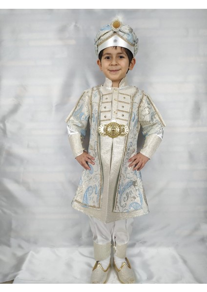 (3-10 Yaş)Krem Renk Tokalı Sultan Model Sünnet Kıyafeti