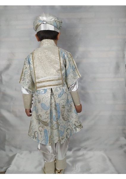 (3-10 Yaş)Krem Renk Tokalı Sultan Model Sünnet Kıyafeti modelleri