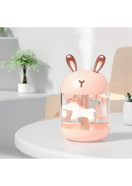 300 ml LED Mini Nemlendirici Sevimli USB Uçucu Yağ Difüzör Araba Ofis Odası Elk Pink (Yurt Dışından)