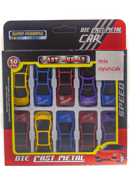 Mix Oyuncak Oyuncak Araba Seti 10 Lu Set 7 cm