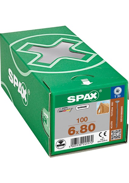 Ahşap Konstrüksiyon Tam Dişli Pul Başlı Wırox Kaplama 6 x 80 Mm 100 Adet