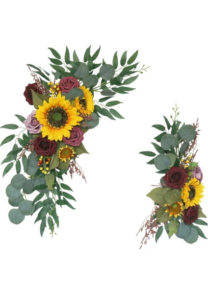 Alım Tören Duvarı Için Yapay Çiçek Swag Ayçiçeği Dekorasyon