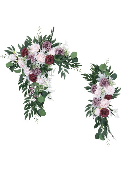 2x Çiçek Kemer Kurutulmuş Çelenk Işareti Arka Plan Için Çiçek Düğün Koridor Dekor fiyatları