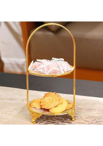 Lüks Cupcake Tutucu Dekor Ekran Raf Kek Olay Meyve Kupası Için Standı Iki Katlı Disk modelleri