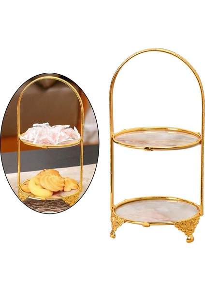 Lüks Cupcake Tutucu Dekor Ekran Raf Kek Olay Meyve Kupası Için Standı Iki Katlı Disk indirimleri