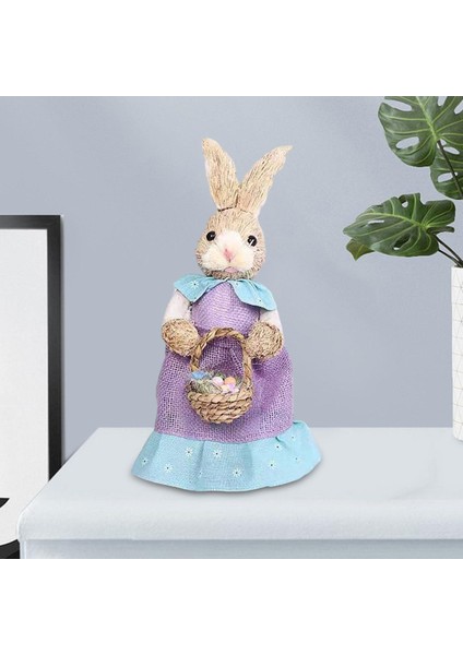 Paskalya Saman Bunny Sanat Bunny Heykeller Tavşan Dekor Masa Iç Mekan Parti Sepeti Için indirimleri
