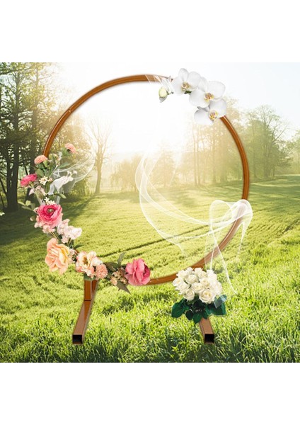 Düğün Kemer Çiçekler Raf Vines Dairesel Kemer Çiçek Çerçeve Çim 1,2m Altın Için Standı fırsatları