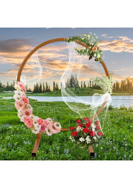 Düğün Kemer Çiçekler Raf Vines Dairesel Kemer Çiçek Çerçeve Çim 1,2m Altın Için Standı indirimleri