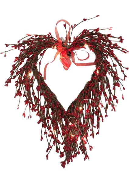 Şükran Günü Noel Dekor Için Geleneksel Çarpıcı Kırmızı Berry Çelenk 35X30 cm