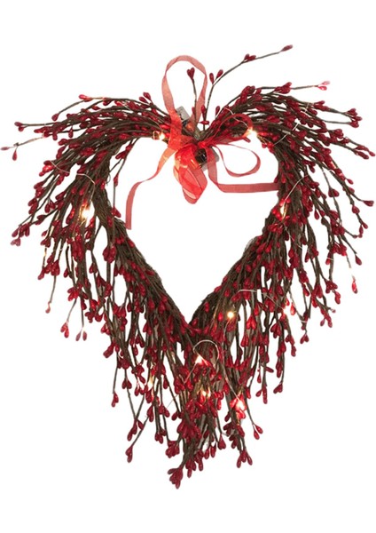 Şükran Günü Noel Dekor Için Geleneksel Çarpıcı Kırmızı Berry Çelenk 35X30 cm
