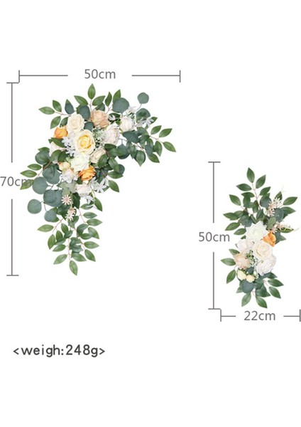 2x Yapay Çiçek Kemer Dekorasyonu Işık Şampanya Ipek Çiçek Düğün Ev Için modelleri