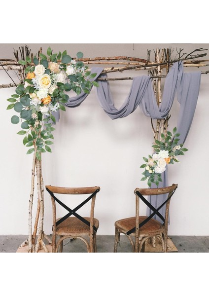 2x Yapay Çiçek Kemer Dekorasyonu Işık Şampanya Ipek Çiçek Düğün Ev Için indirimleri