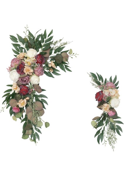 2 Parça Düğün Kemer Çiçekler Pencere Duvar Tatili Için Yapay Çiçek