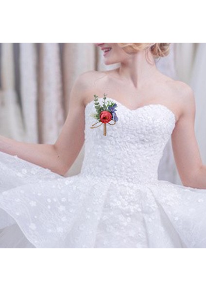 Ipek Bez Düğün Corsages Düğün Aksesuarları Ziyafet Nedime Kırmızı Için Kırmızı modelleri