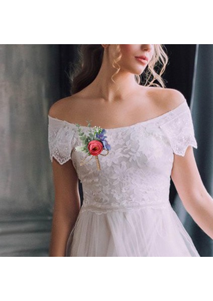 Ipek Bez Düğün Corsages Düğün Aksesuarları Ziyafet Nedime Kırmızı Için Kırmızı fırsatları