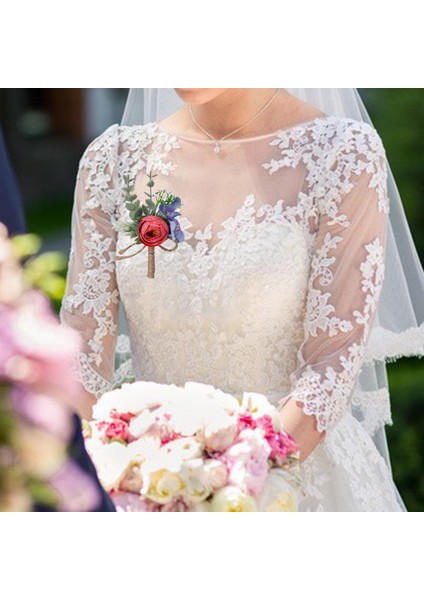 Ipek Bez Düğün Corsages Düğün Aksesuarları Ziyafet Nedime Kırmızı Için Kırmızı indirimleri