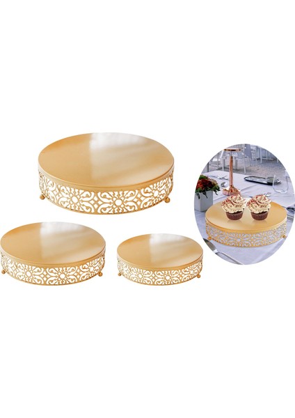 3 / Set Avrupa Tarzı Yuvarlak Kek Standları Centerpiece Ev Bebek Duş Altın modelleri