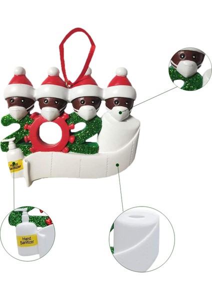 Noel Ağacı Süs 2020 Karantina Aile Noel Kilitleme Dekorasyon Preorder Siyah Aile Üyesi 4 (Yurt Dışından)