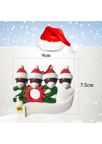 Noel Ağacı Süs 2020 Karantina Aile Noel Kilitleme Dekorasyon Preorder Siyah Aile Üyesi 4 (Yurt Dışından)